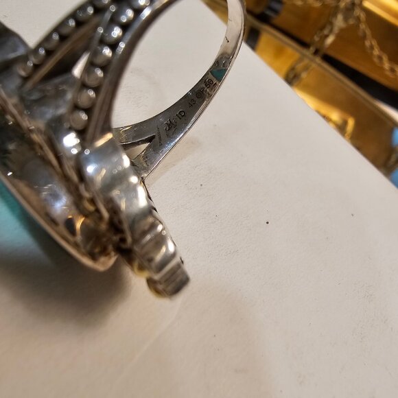 Artisan Crafted by Robert Manse SS & 18K Lab Emerald Ring, size 10 - Picture 4 of 5